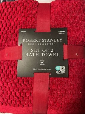 Robert Stanley Red Bath Towel Set of 2